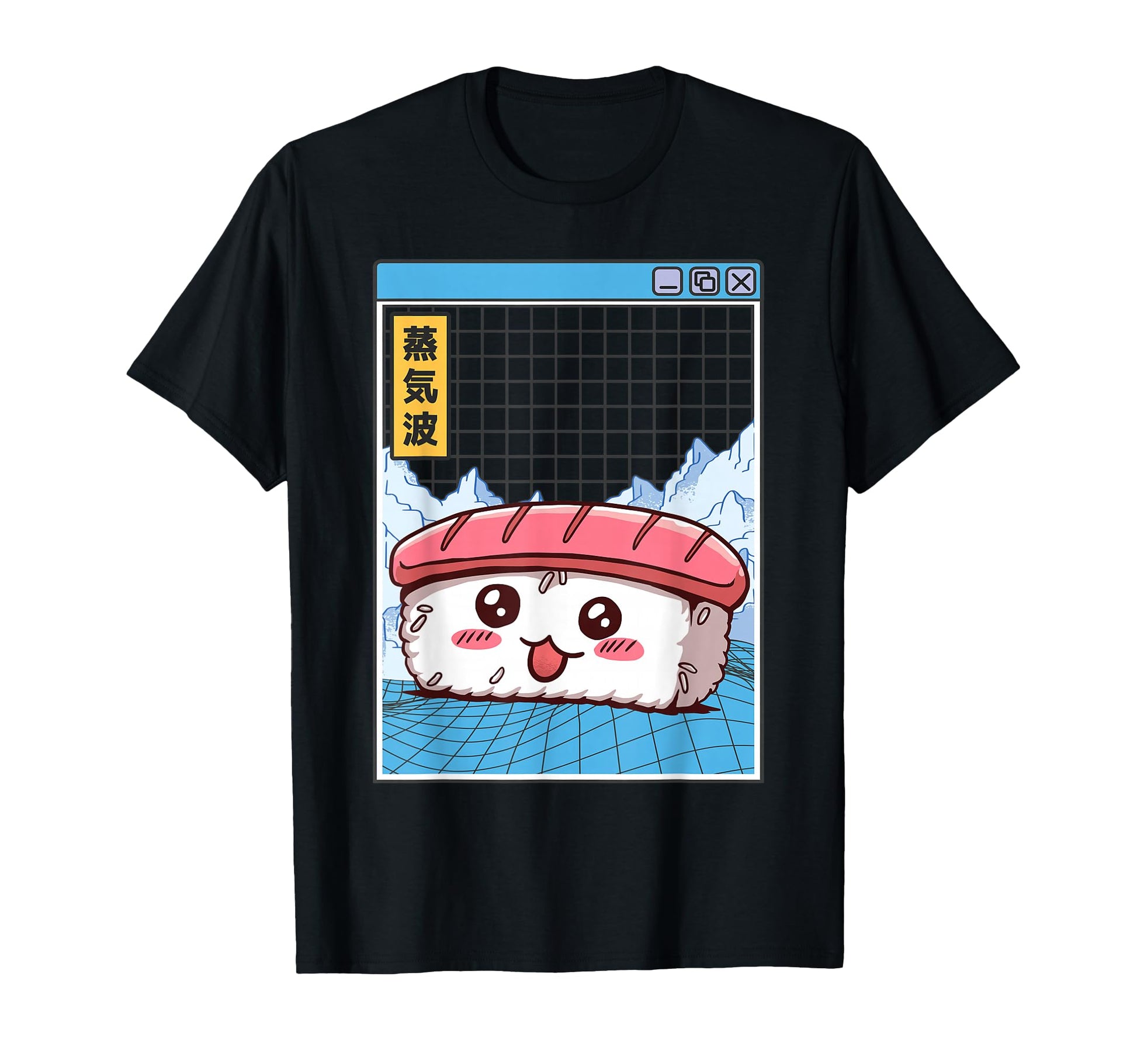 Sushi Kawaii Grid Vaporwave T-Shirt - Casual Everyday Wear Men Women - T-Shirt, Sweatshirt, Hoodie