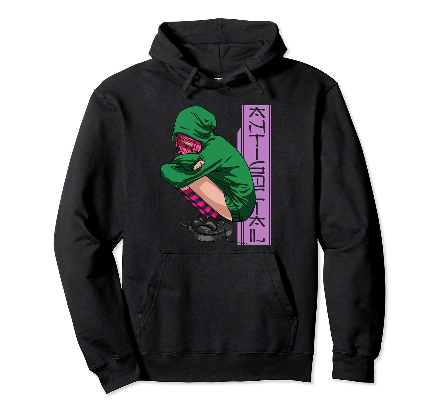 Antisocial Anime Sad Kawaii Pastel Goth Hoodie - Graphic Print Men Women - T-Shirt, Sweatshirt, Hoodie