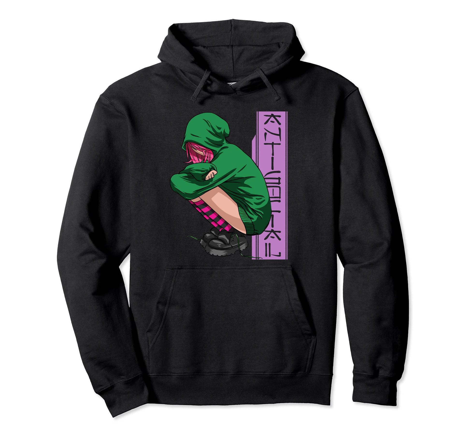 Antisocial Anime Sad Kawaii Pastel Goth Hoodie - Graphic Print Men Women - T-Shirt, Sweatshirt, Hoodie