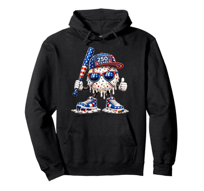 250 Years Baseball Ice Cream Drip 4Th Hoodie - Aesthetic Graphic for Adults - T-Shirt, Sweatshirt, Hoodie