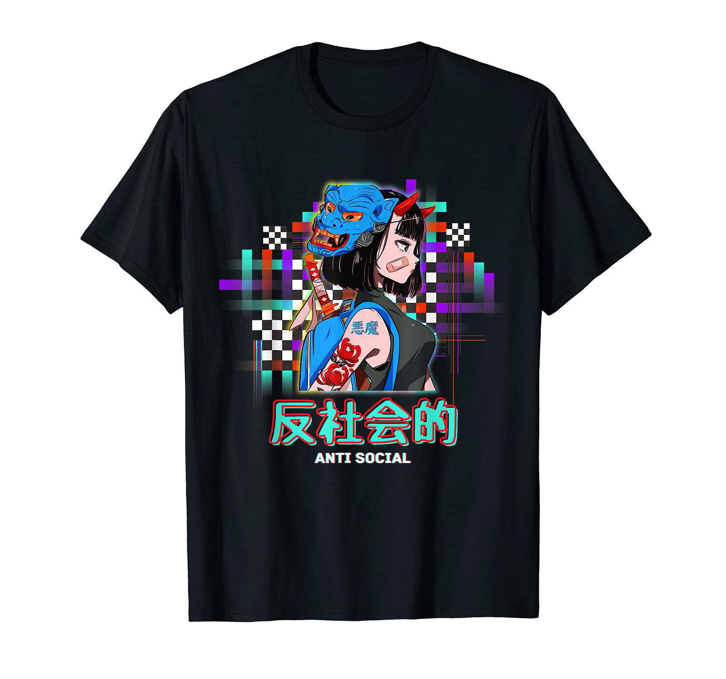 Antisocial Japanese Text Vaporwave T-Shirt - Unique Graphic Men Women - T-Shirt, Sweatshirt, Hoodie