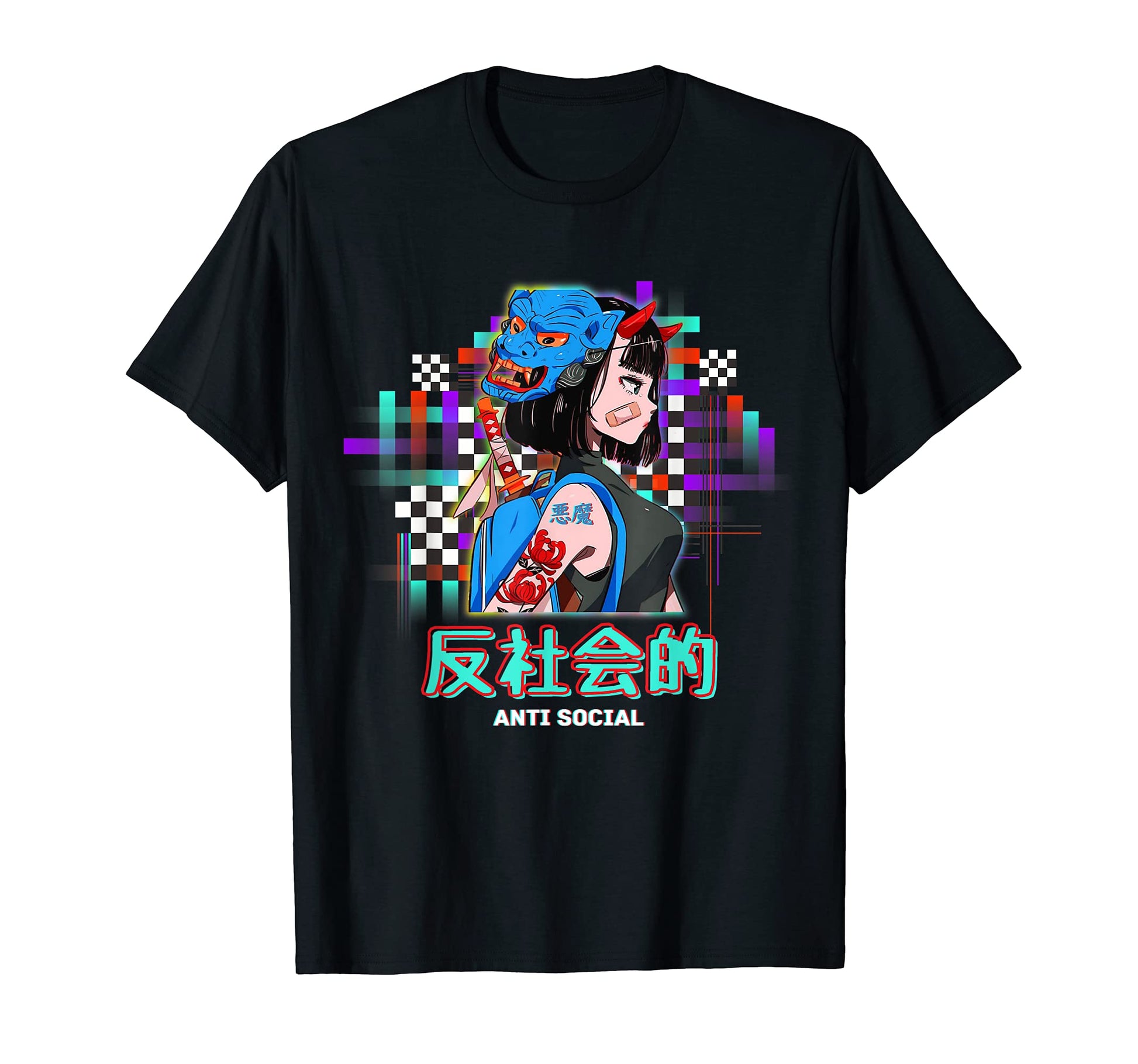Antisocial Japanese Text Vaporwave T-Shirt - Unique Graphic Men Women - T-Shirt, Sweatshirt, Hoodie