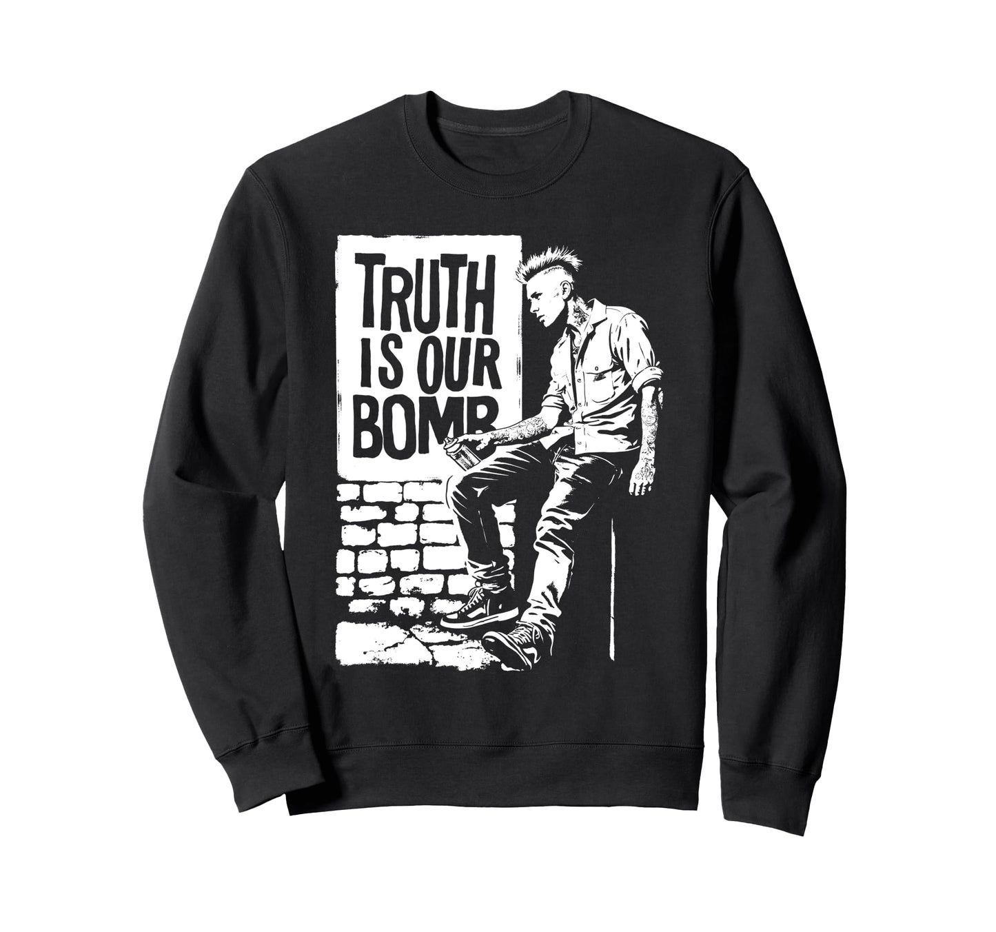 Punk Rock 90S Grunge Distressed Sweatshirt - Casual Everyday Wear Unisex - T-Shirt, Sweatshirt, Hoodie
