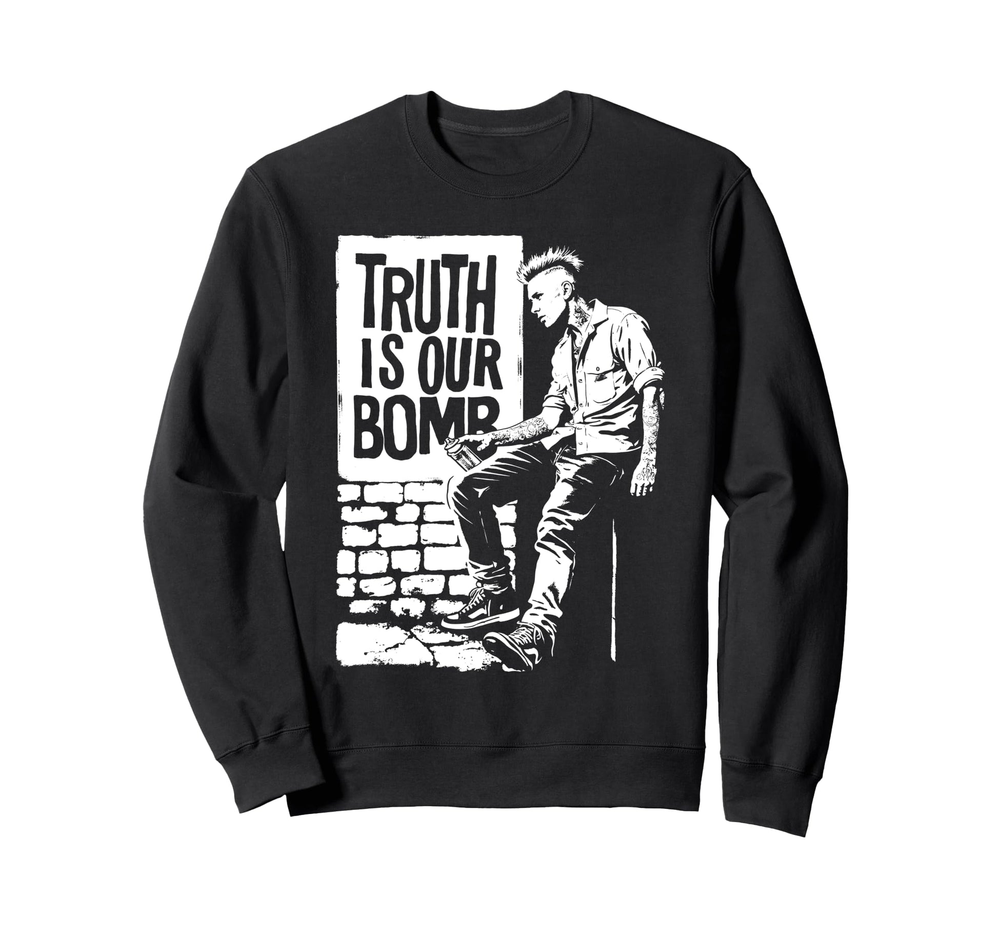 Punk Rock 90S Grunge Distressed Sweatshirt - Casual Everyday Wear Unisex - T-Shirt, Sweatshirt, Hoodie