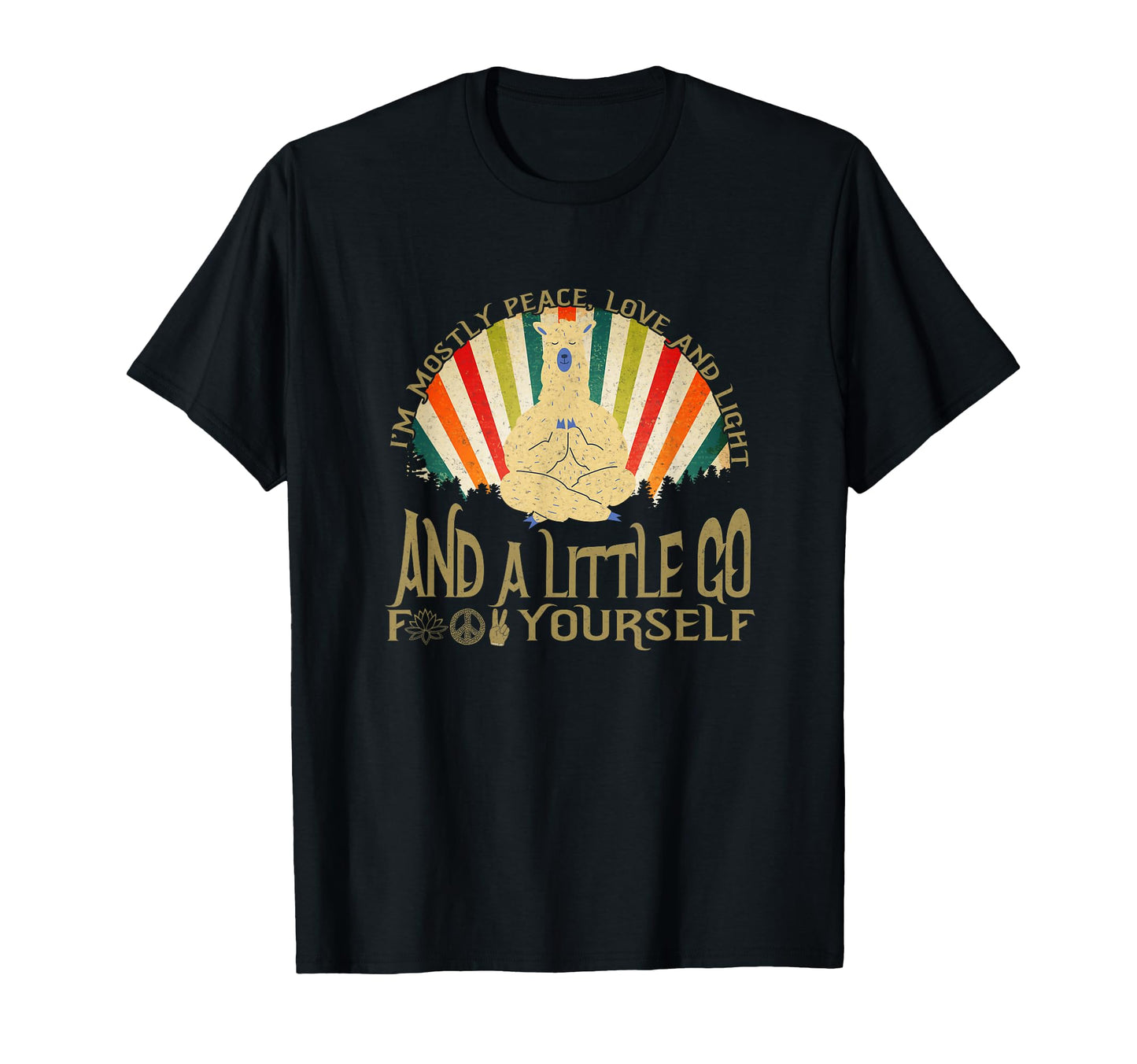Funny Llama Alpaca Yoga Im Mostly T-Shirt - Aesthetic Graphic for Adults - T-Shirt, Sweatshirt, Hoodie