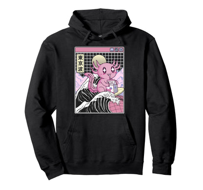 Axolotl Drinking Strawberry Milk Hoodie - Novelty Apparel for Adults - T-Shirt, Sweatshirt, Hoodie