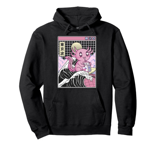 Axolotl Drinking Strawberry Milk Hoodie - Novelty Apparel for Adults - T-Shirt, Sweatshirt, Hoodie
