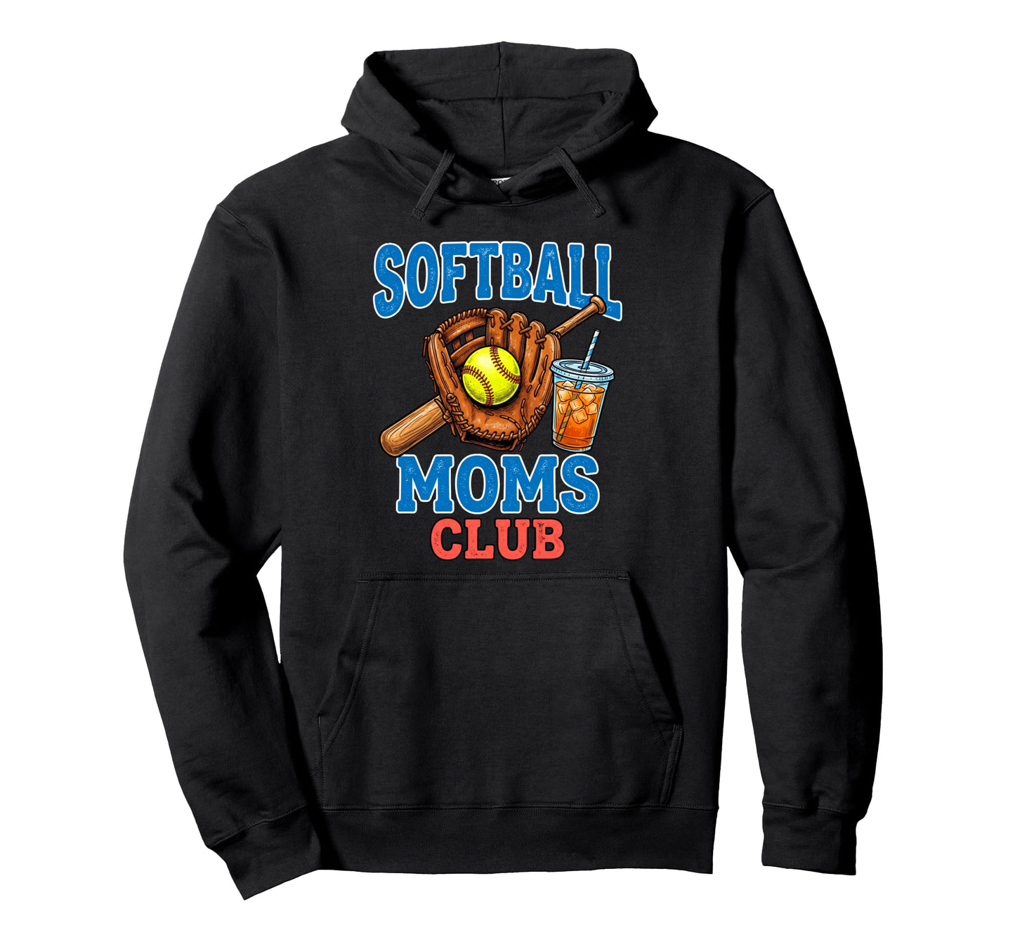 Softball Moms Club Game Iced Coffee Hoodie - Fun Novelty Design Men Women - T-Shirt, Sweatshirt, Hoodie
