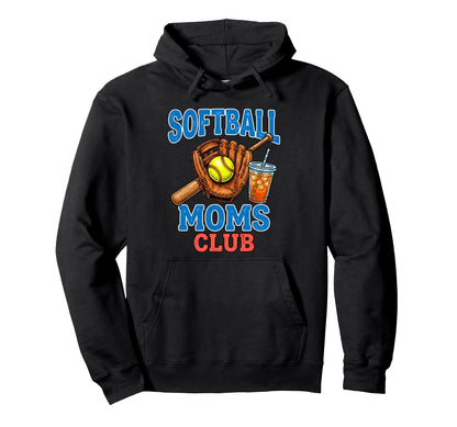 Softball Moms Club Game Iced Coffee Hoodie - Fun Novelty Design Men Women - T-Shirt, Sweatshirt, Hoodie