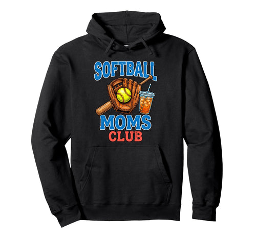 Softball Moms Club Game Iced Coffee Hoodie - Fun Novelty Design Men Women - T-Shirt, Sweatshirt, Hoodie