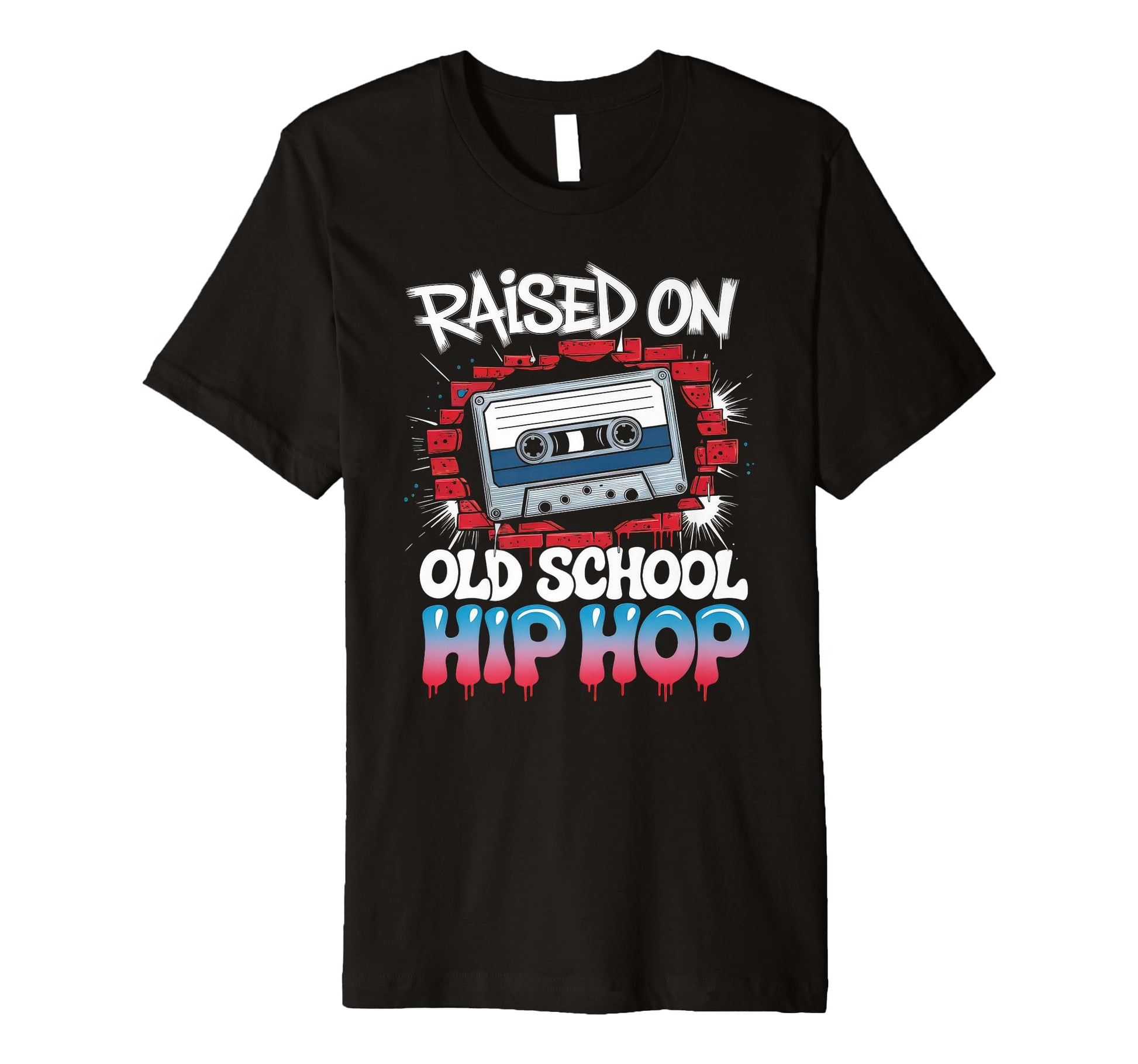 Raised Old School Hip Hop Cassette T-Shirt - Custom Art Print Unisex - T-Shirt, Sweatshirt, Hoodie