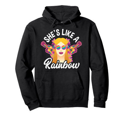 Shes Like Rainbow Hippie Music Flower Hoodie - Streetwear Style for Adults - T-Shirt, Sweatshirt, Hoodie