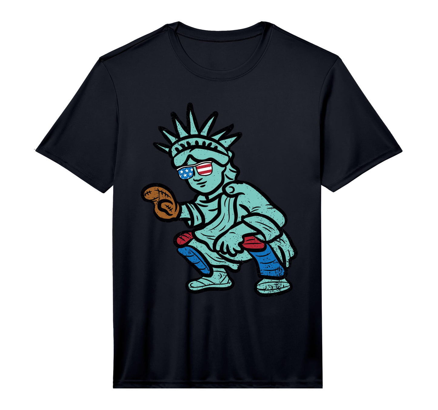 Statue Liberty Baseball Player 4Th T-Shirt - Fun Novelty Design for Adults - T-Shirt, Sweatshirt, Hoodie