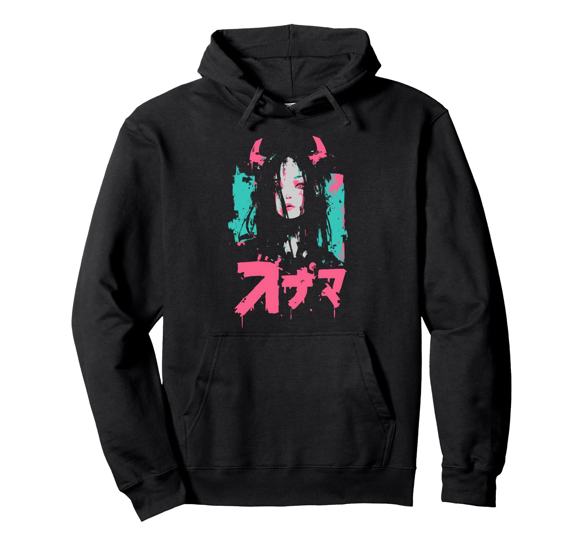 Goth Grunge Demon Anime Waifu Horror Hoodie - Aesthetic Graphic for Adults - T-Shirt, Sweatshirt, Hoodie