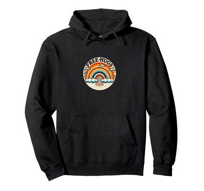 Free Hugs Rainbow Illustration Huggers Hoodie - Trendy Graphic Unisex - T-Shirt, Sweatshirt, Hoodie