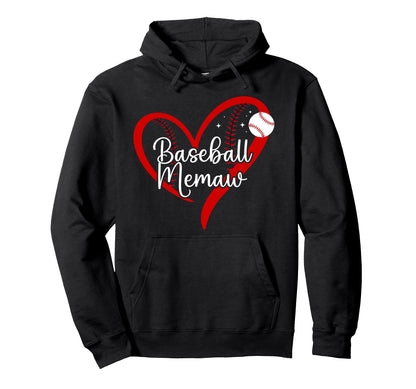 Baseball Memaw Heart Memaw Baseball Hoodie - Aesthetic Graphic Men Women - T-Shirt, Sweatshirt, Hoodie