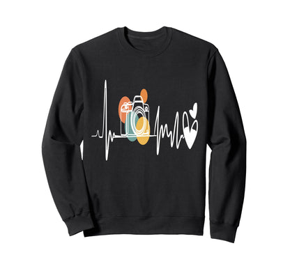 Womens Funny Camera Heartbeat Sweatshirt - Casual Everyday Wear Unisex - T-Shirt, Sweatshirt, Hoodie