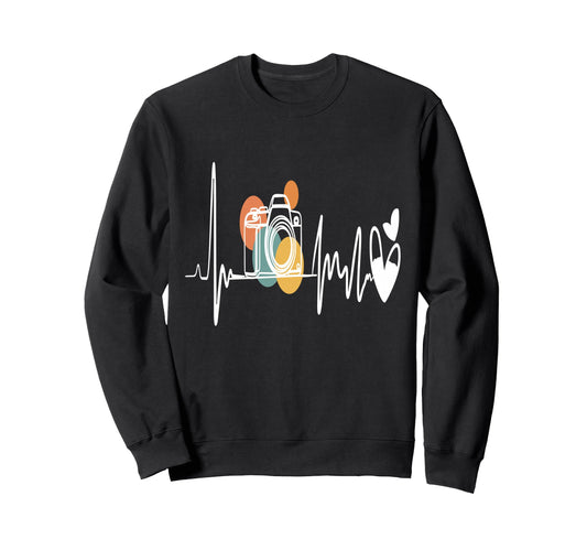 Womens Funny Camera Heartbeat Sweatshirt - Casual Everyday Wear Unisex - T-Shirt, Sweatshirt, Hoodie