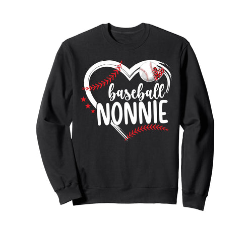 Baseball Nonnie Heart Grandma Sweatshirt - Novelty Apparel for Adults - T-Shirt, Sweatshirt, Hoodie