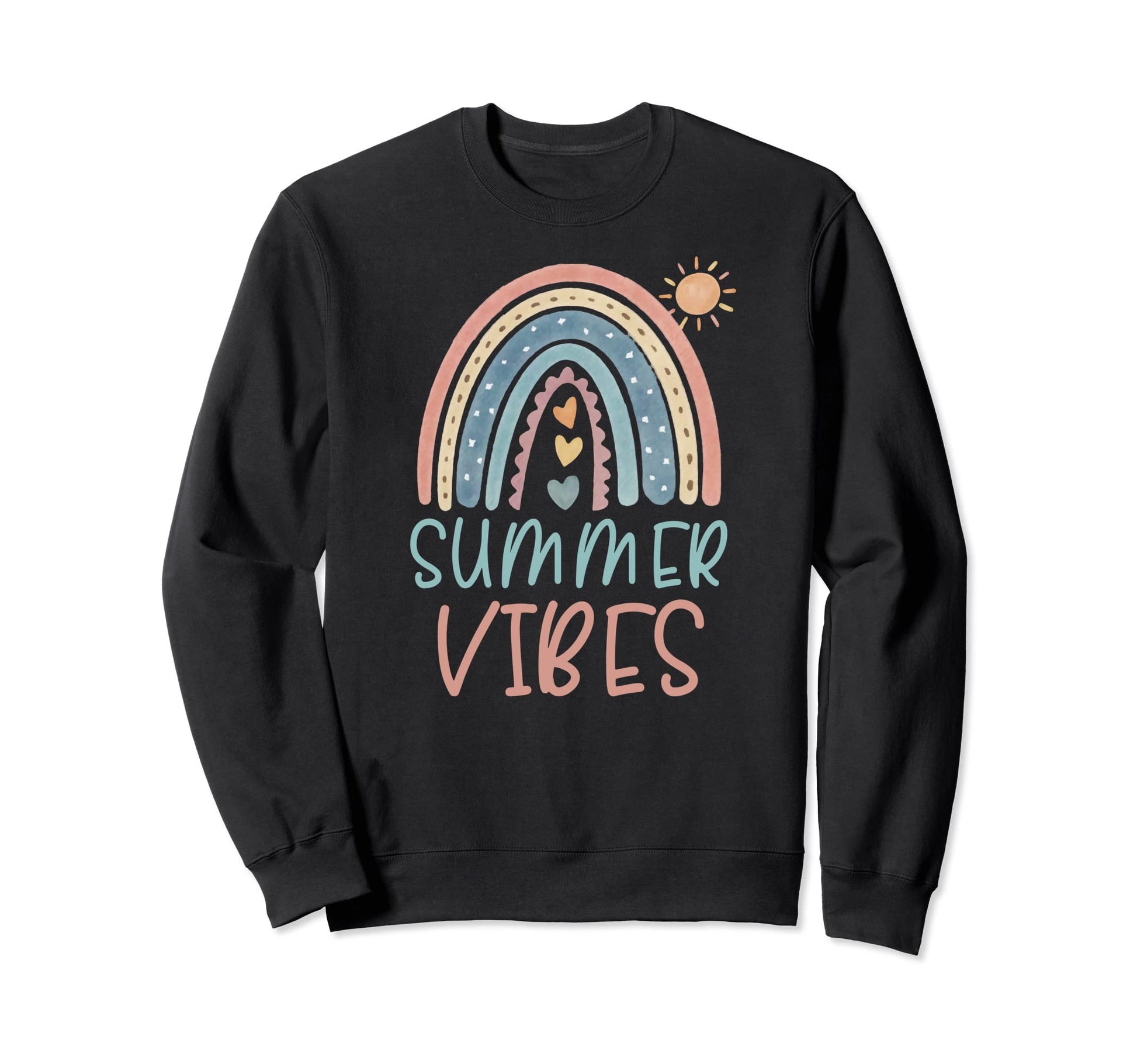 Summer Vibes Boho Rainbow Sun Sweatshirt - Minimalist Print for Adults - T-Shirt, Sweatshirt, Hoodie