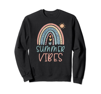 Summer Vibes Boho Rainbow Sun Sweatshirt - Minimalist Print for Adults - T-Shirt, Sweatshirt, Hoodie