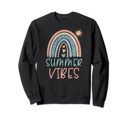 Summer Vibes Boho Rainbow Sun Sweatshirt - Minimalist Print for Adults - T-Shirt, Sweatshirt, Hoodie