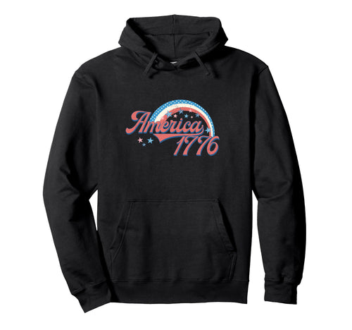 America 1776 Rainbow Stars Usa 4Th Hoodie - Aesthetic Graphic for Adults - T-Shirt, Sweatshirt, Hoodie
