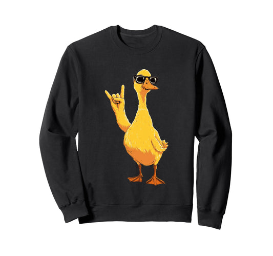 Yellow Duck Rock Hand Sign Punk Sweatshirt - Streetwear Style for Adults - T-Shirt, Sweatshirt, Hoodie