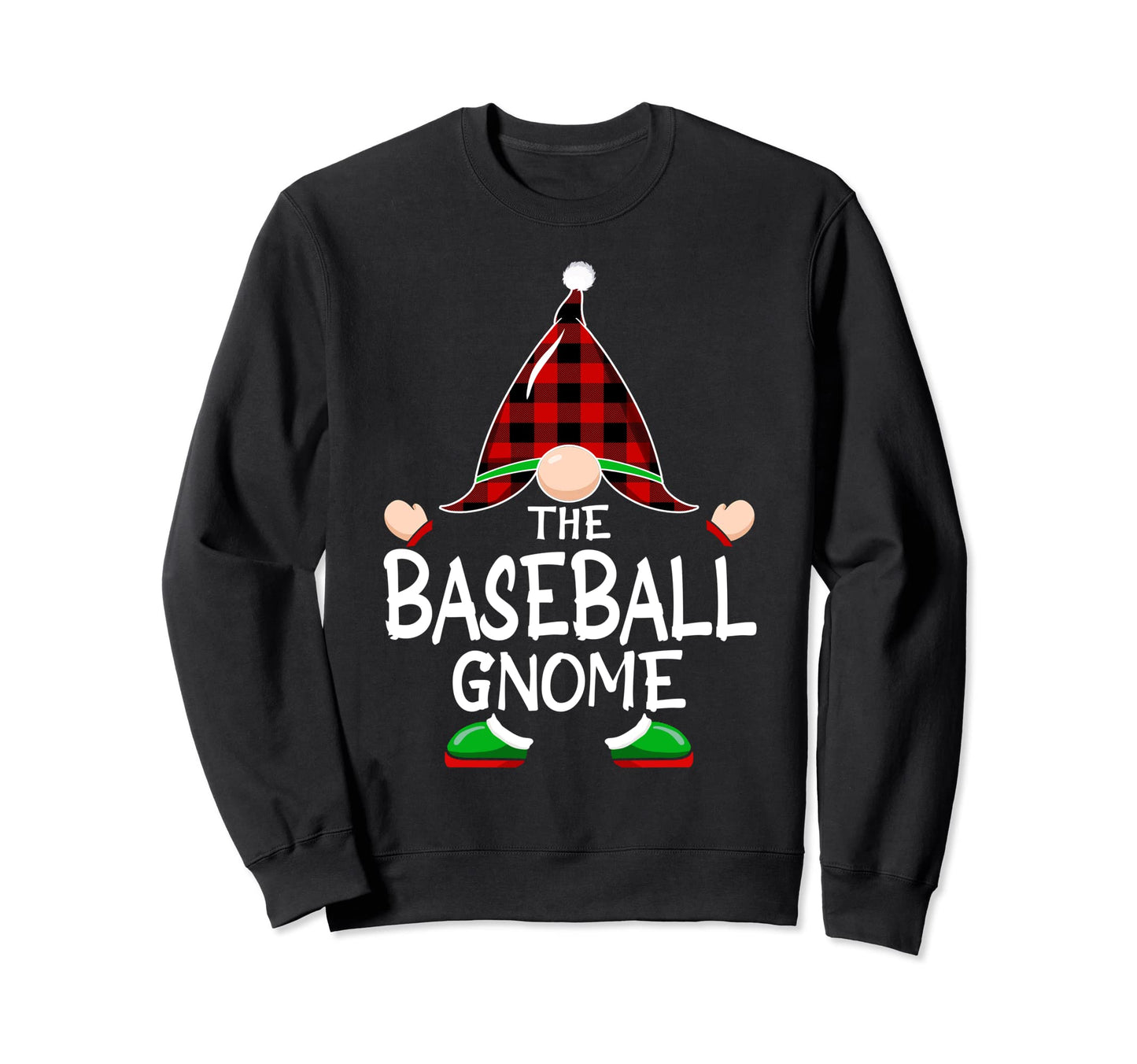 Gnomes Red Plaid Pajama Baseball Gnome Sweatshirt - Unique Graphic Unisex - T-Shirt, Sweatshirt, Hoodie