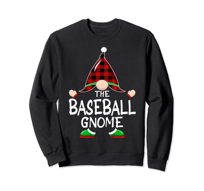 Gnomes Red Plaid Pajama Baseball Gnome Sweatshirt - Unique Graphic Unisex - T-Shirt, Sweatshirt, Hoodie