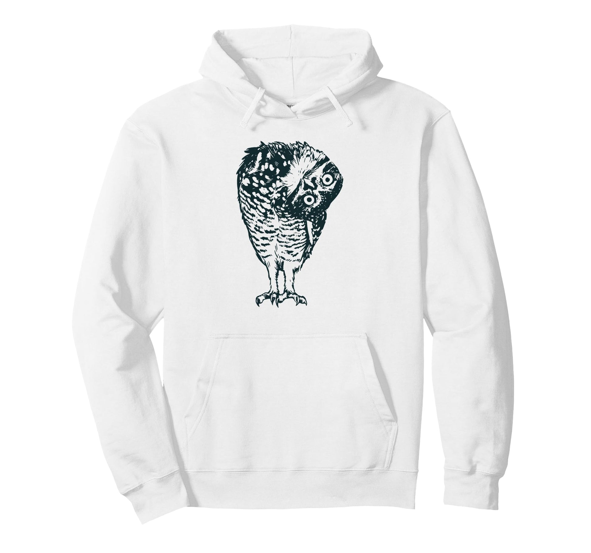 Boho Folk Art Owl Curious Tilted Hoodie - Casual Everyday Wear Men Women - T-Shirt, Sweatshirt, Hoodie