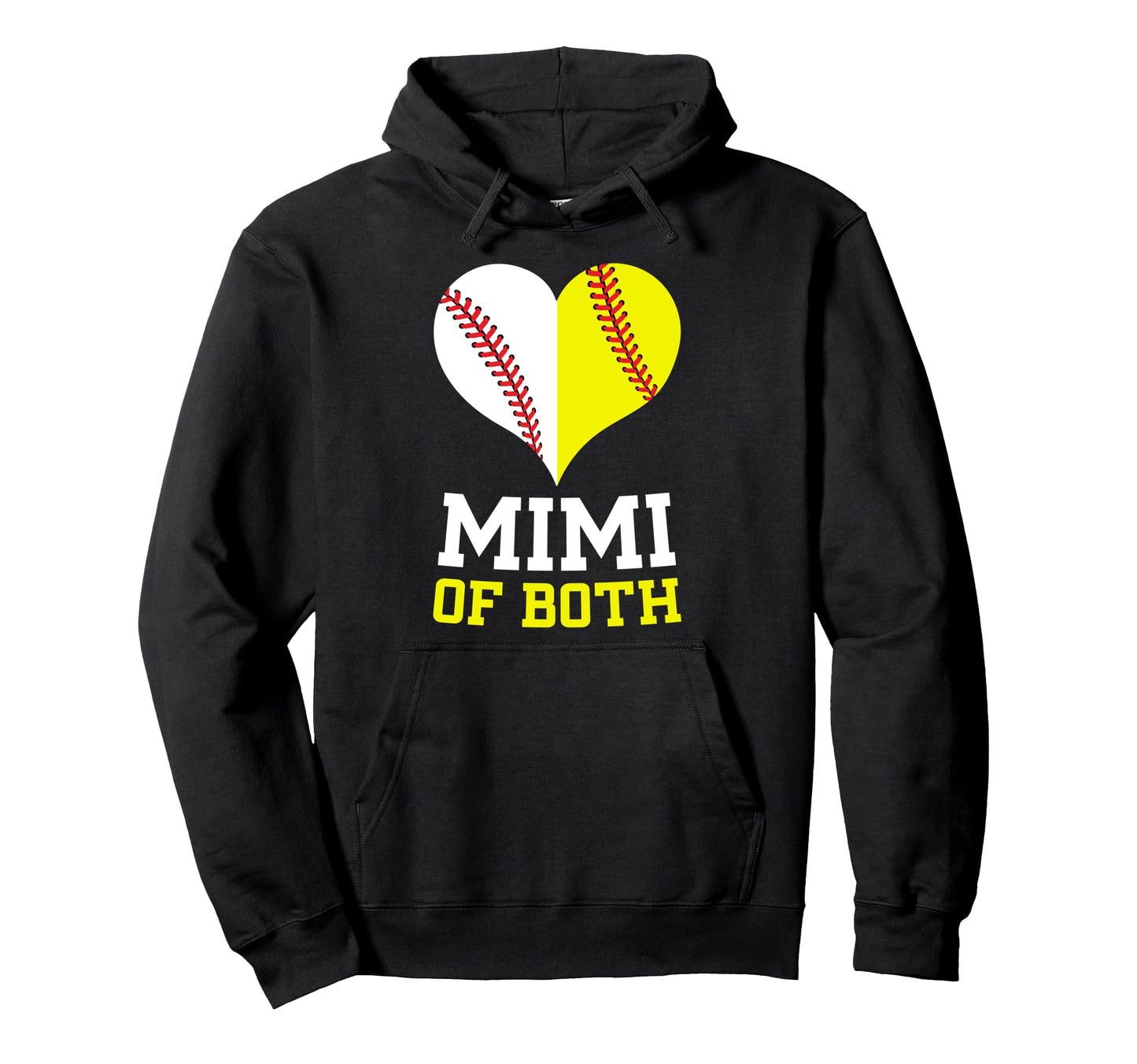 Mimi Both Heart Softball Baseball Mimi Hoodie - Trendy Graphic Men Women - T-Shirt, Sweatshirt, Hoodie