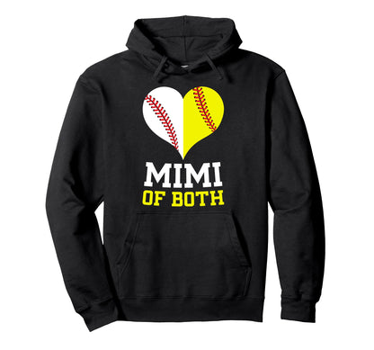 Mimi Both Heart Softball Baseball Mimi Hoodie - Trendy Graphic Men Women - T-Shirt, Sweatshirt, Hoodie