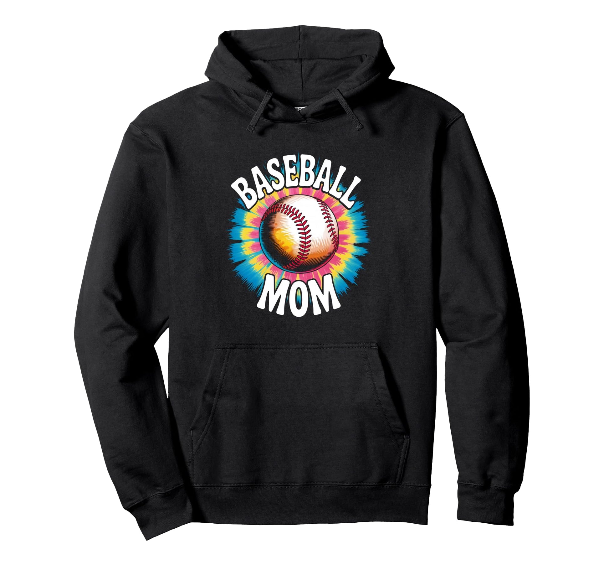 Baseball Mom Tie Dye Colorful Hoodie - Casual Everyday Wear Unisex - T-Shirt, Sweatshirt, Hoodie