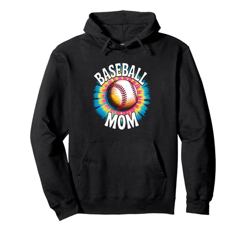 Baseball Mom Tie Dye Colorful Hoodie - Casual Everyday Wear Unisex - T-Shirt, Sweatshirt, Hoodie