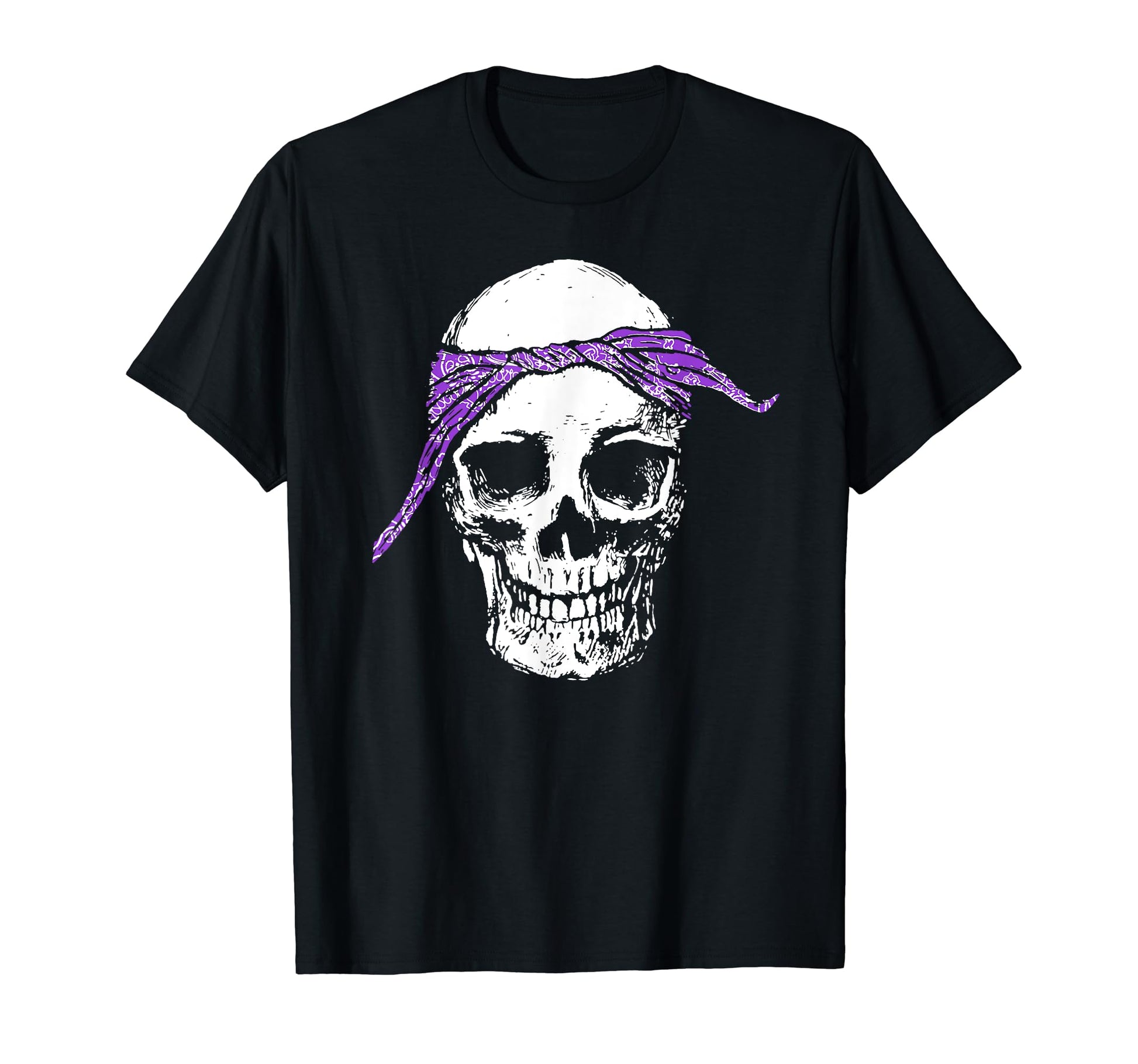 Hiphop Skull Purple Do Rag Bandana T-Shirt - Custom Art Print Men Women - T-Shirt, Sweatshirt, Hoodie