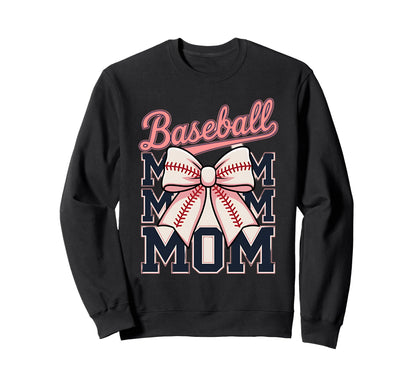 Baseball Mom Coquette Bow Sweatshirt - Fun Novelty Design for Adults - T-Shirt, Sweatshirt, Hoodie