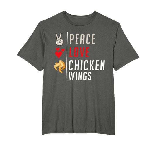 Peace Love Chicken Wings T-Shirt - Custom Art Print Men Women - T-Shirt, Sweatshirt, Hoodie