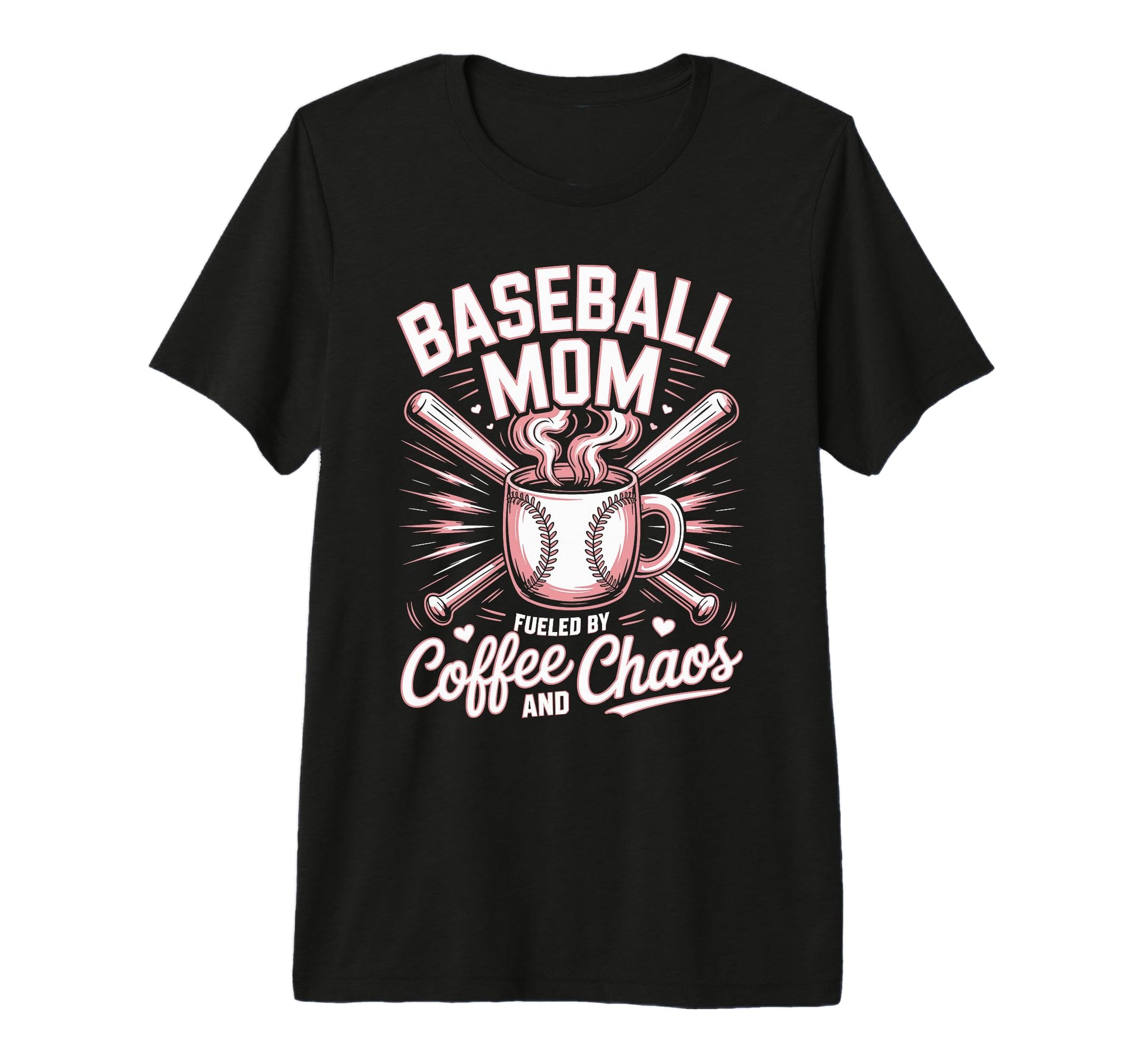 Baseball Mom Fueled Coffee And Chaos T-Shirt - Unique Graphic Men Women - T-Shirt, Sweatshirt, Hoodie