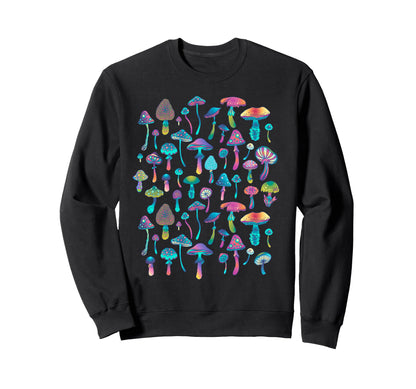Mushroom Rainbow Mushrooms Sweatshirt - Fun Novelty Design Men Women - T-Shirt, Sweatshirt, Hoodie