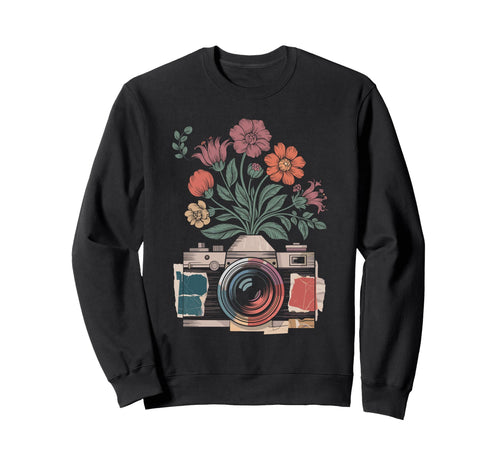 Camera Photography Art Floral Sweatshirt - Fun Novelty Design Unisex - T-Shirt, Sweatshirt, Hoodie