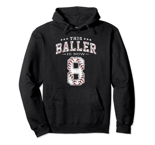 8 Years Old Birthday Baseball Theme Hoodie - Custom Art Print for Adults - T-Shirt, Sweatshirt, Hoodie