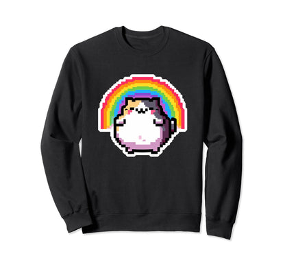 8Bit Pixel Cat And Rainbow Sweatshirt - Casual Everyday Wear Men Women - T-Shirt, Sweatshirt, Hoodie