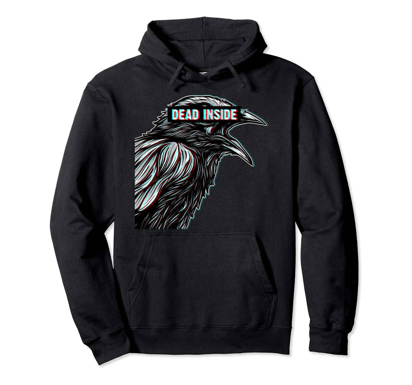 Black Crow Raven Dead Inside Sad Hoodie - Graphic Print for Adults - T-Shirt, Sweatshirt, Hoodie