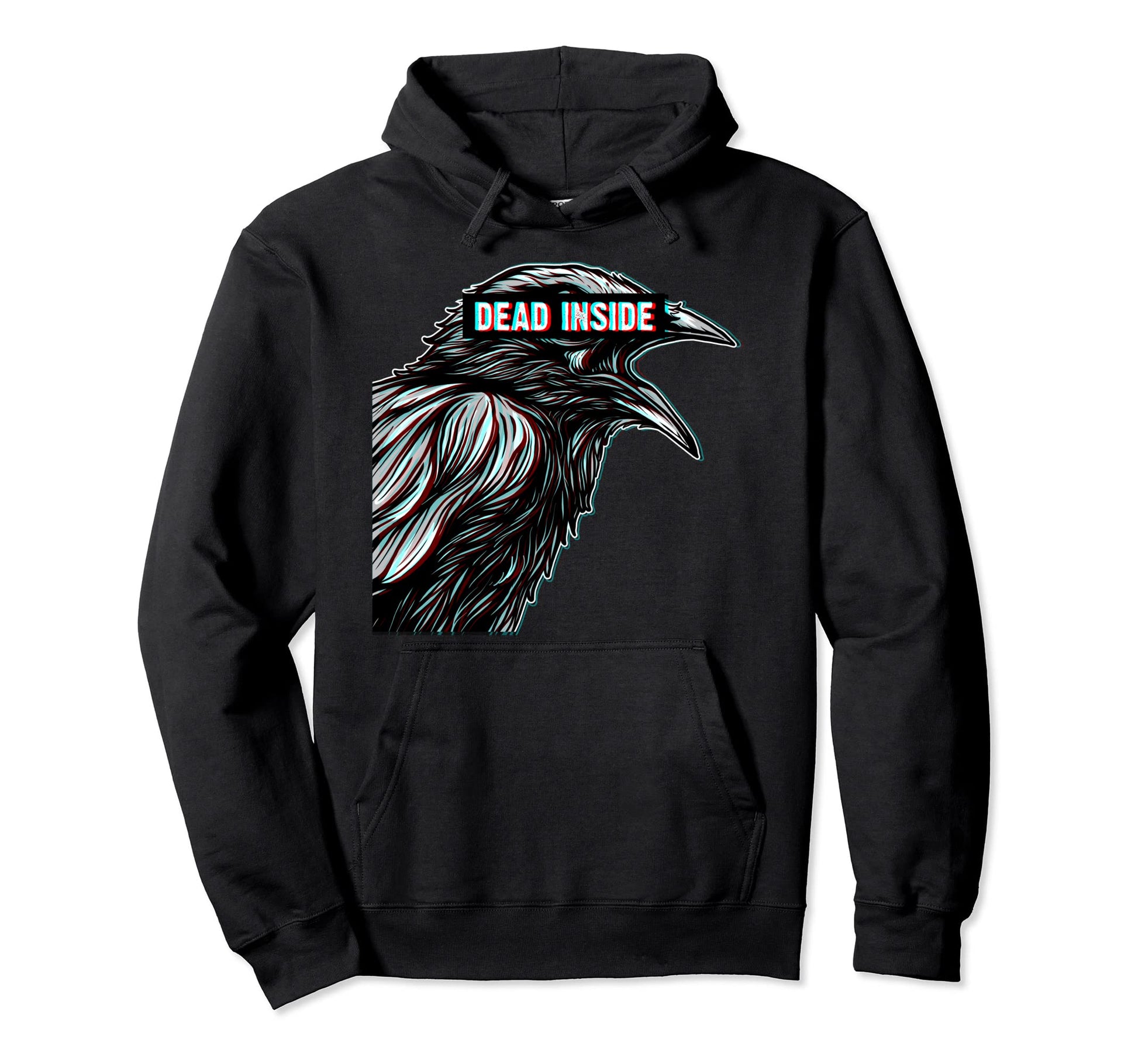 Black Crow Raven Dead Inside Sad Hoodie - Graphic Print for Adults - T-Shirt, Sweatshirt, Hoodie