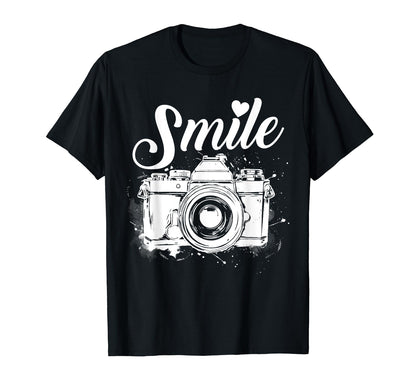 Photographer Smile Camera Funny T-Shirt - Unique Graphic Men Women - T-Shirt, Sweatshirt, Hoodie