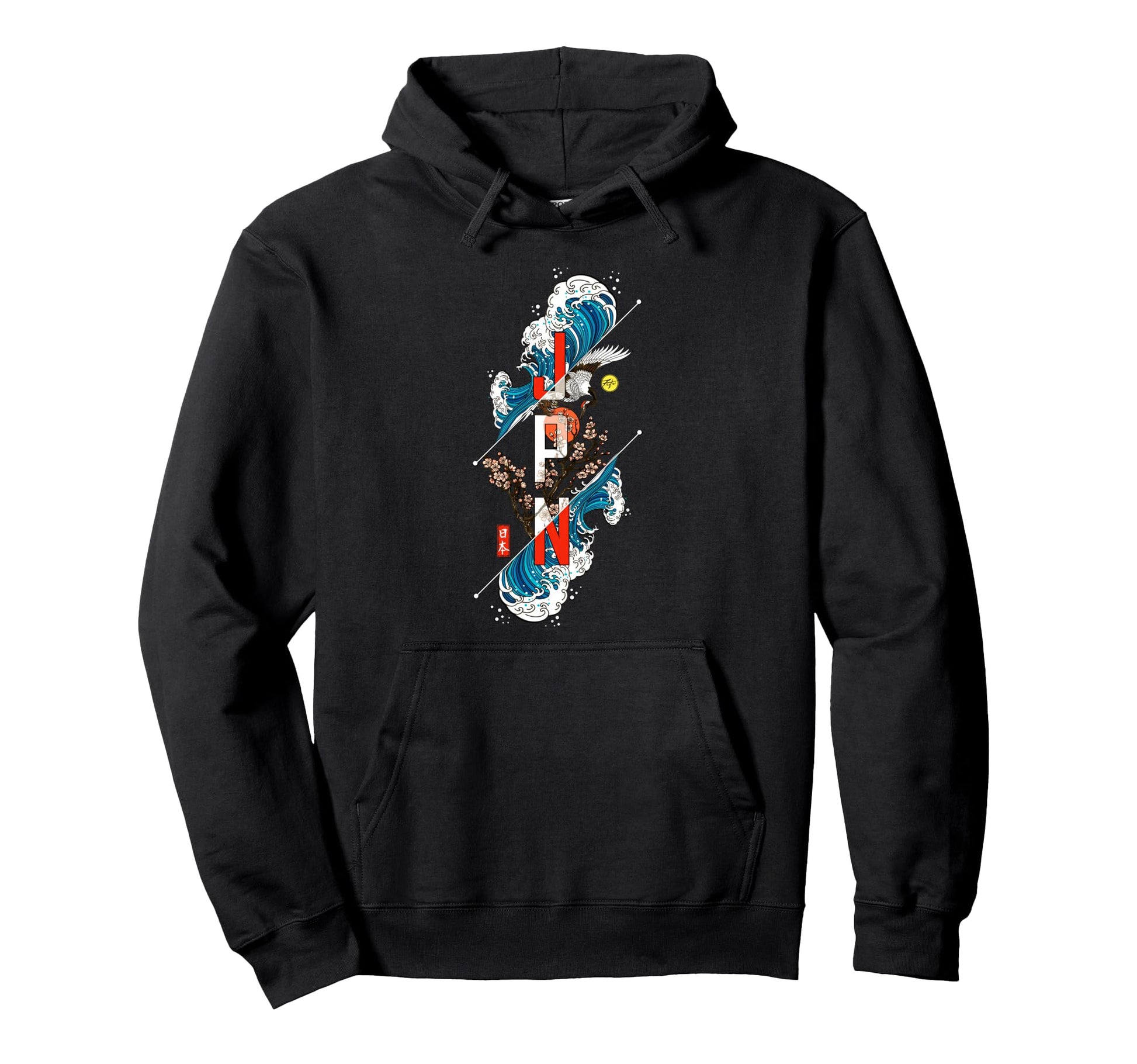 Japanese Cherry Blossom Hokusai 90S Hoodie - Minimalist Print Unisex - T-Shirt, Sweatshirt, Hoodie
