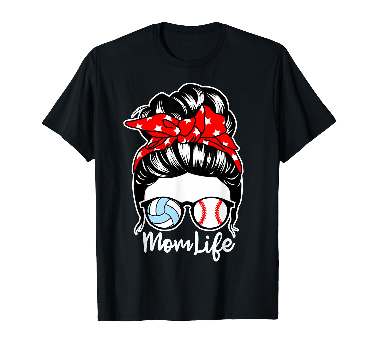 Mom Life Messy Bun Hair Baseball T-Shirt - Minimalist Print Unisex - T-Shirt, Sweatshirt, Hoodie