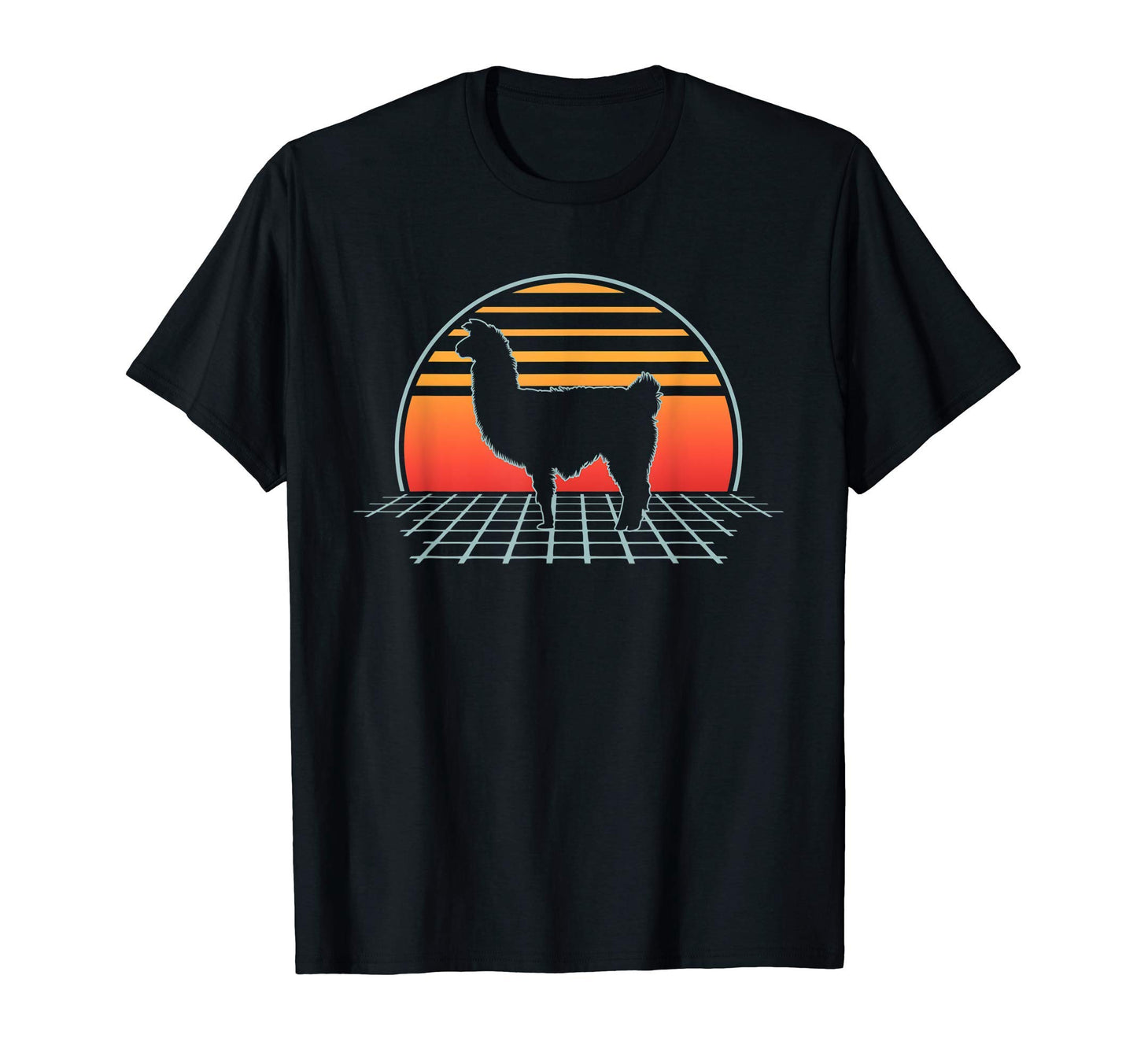 Llama 70S 80S Animal Vaporwave T-Shirt - Minimalist Print Men Women - T-Shirt, Sweatshirt, Hoodie