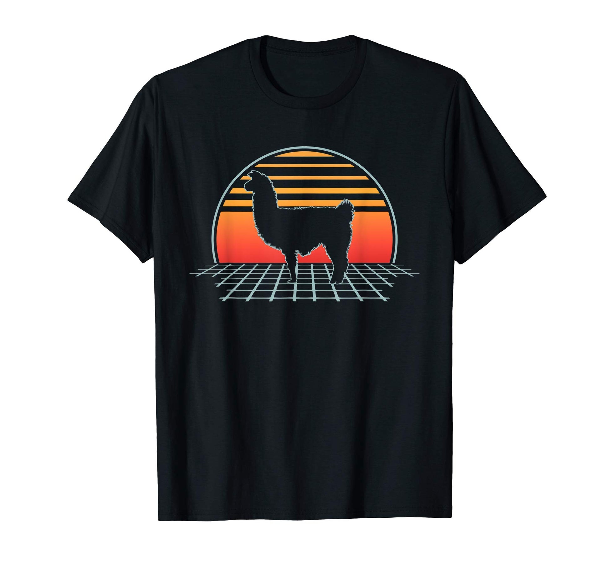 Llama 70S 80S Animal Vaporwave T-Shirt - Minimalist Print Men Women - T-Shirt, Sweatshirt, Hoodie